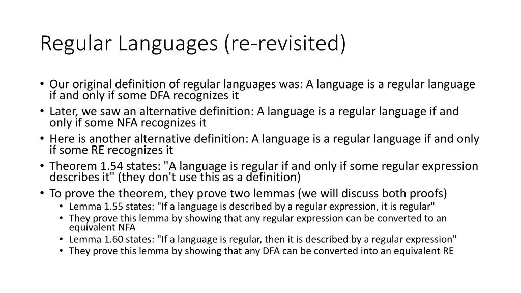 regular languages re revisited