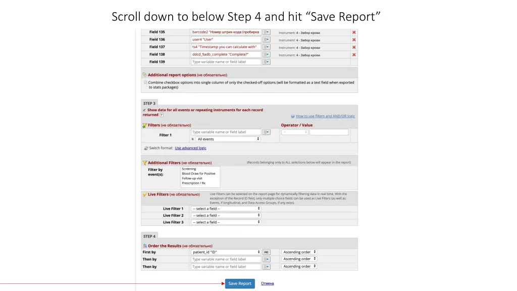 scroll down to below step 4 and hit save report