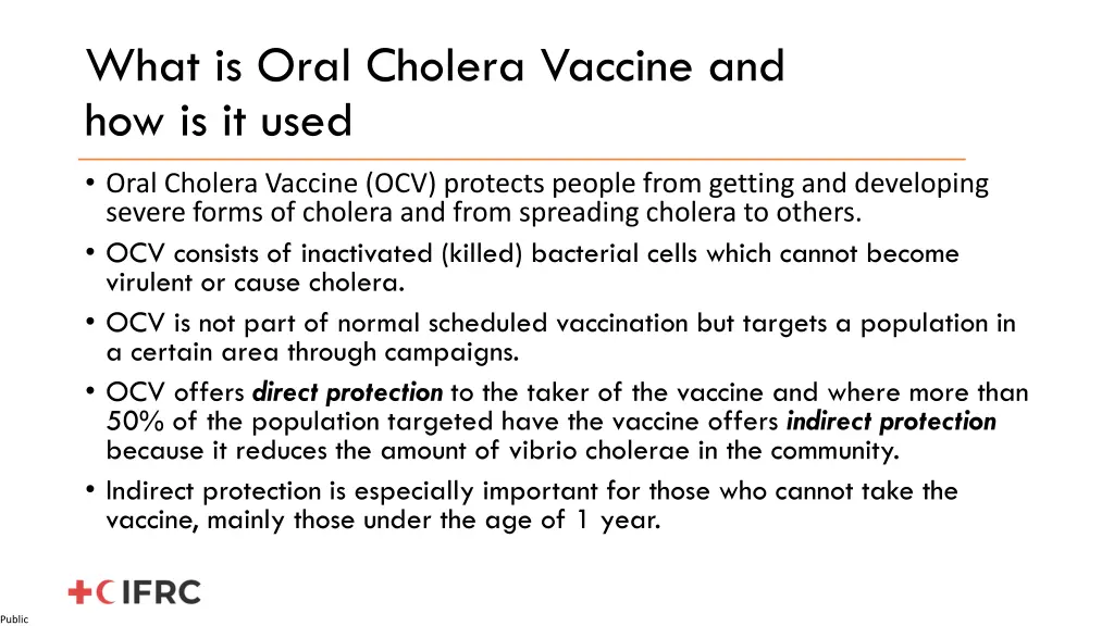 what is oral cholera vaccine and how is it used