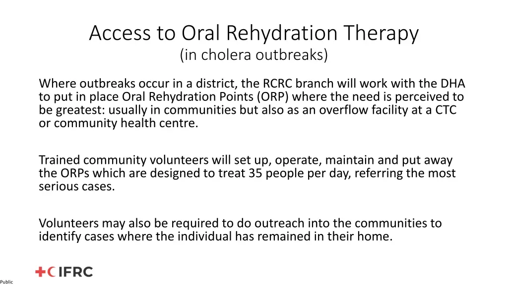 access to oral rehydration therapy in cholera