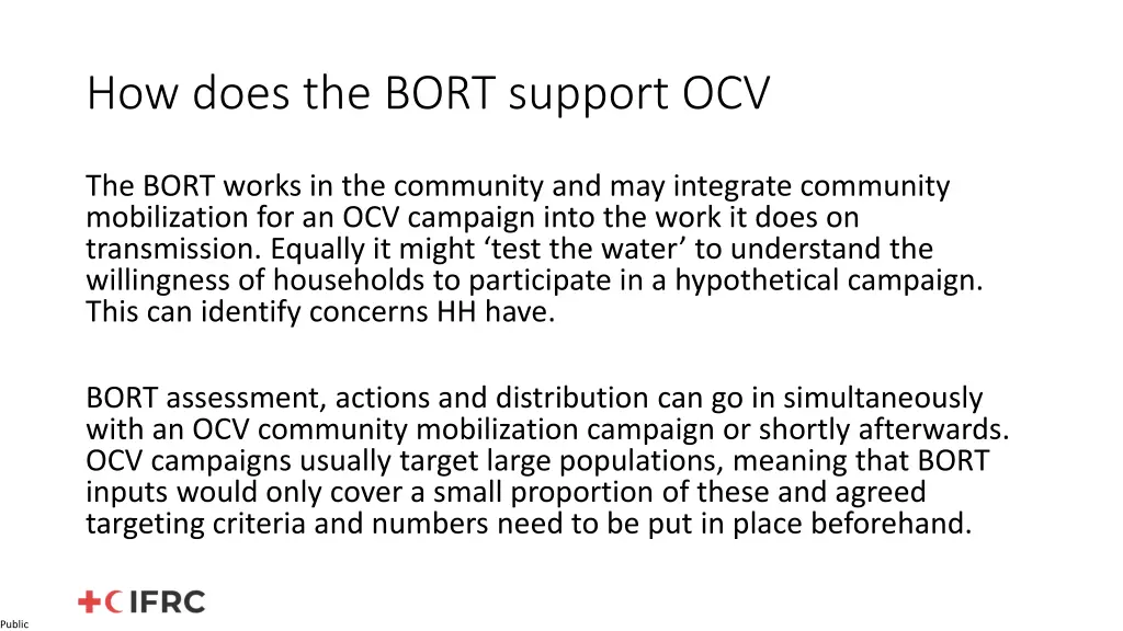 how does the bort support ocv