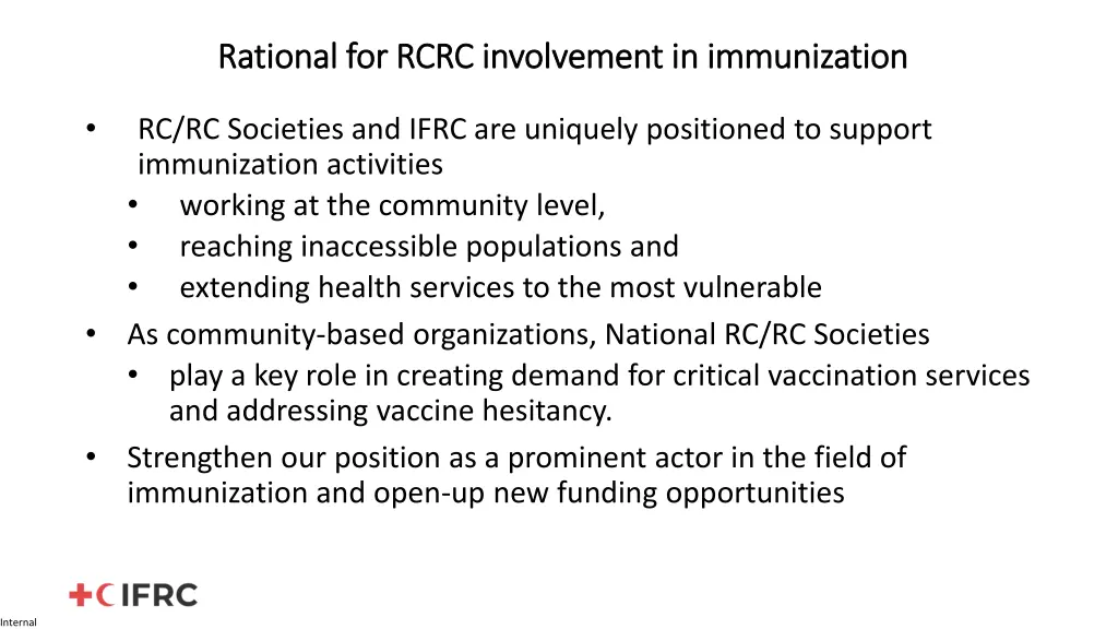 rational for rcrc involvement in immunization