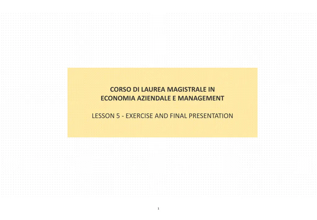 corso di laurea magistrale in economia aziendale