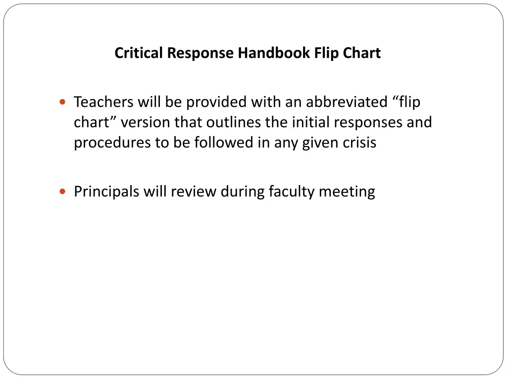 critical response handbook flip chart