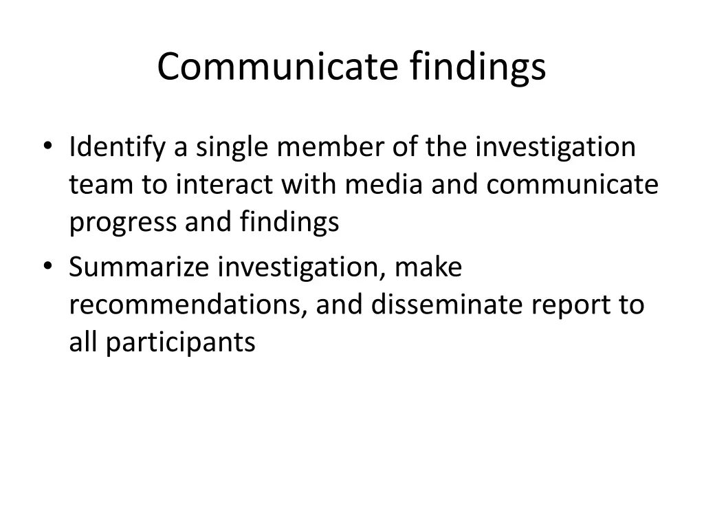 communicate findings