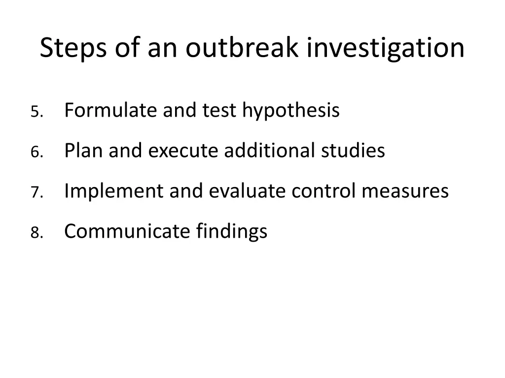 steps of an outbreak investigation 1