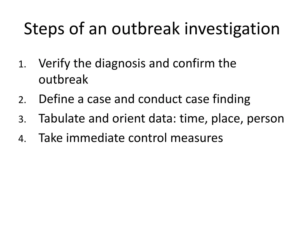 steps of an outbreak investigation