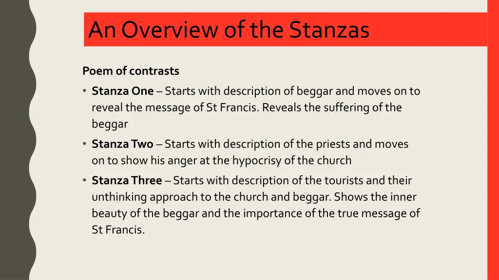 an overview of the stanzas