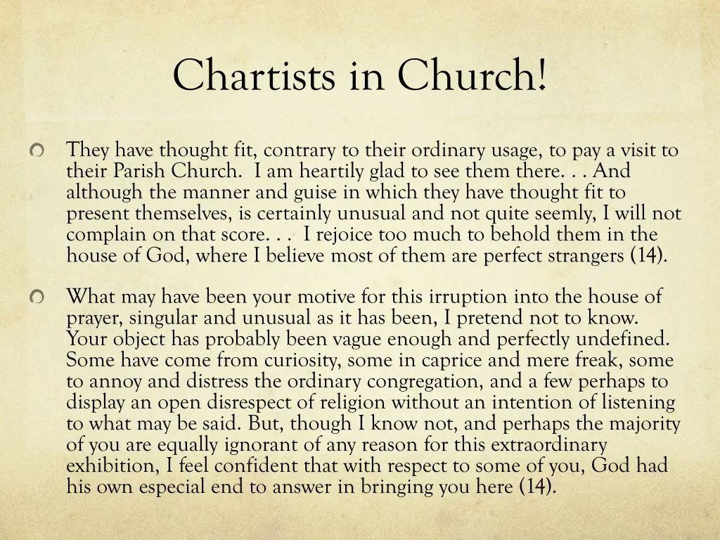chartists in church
