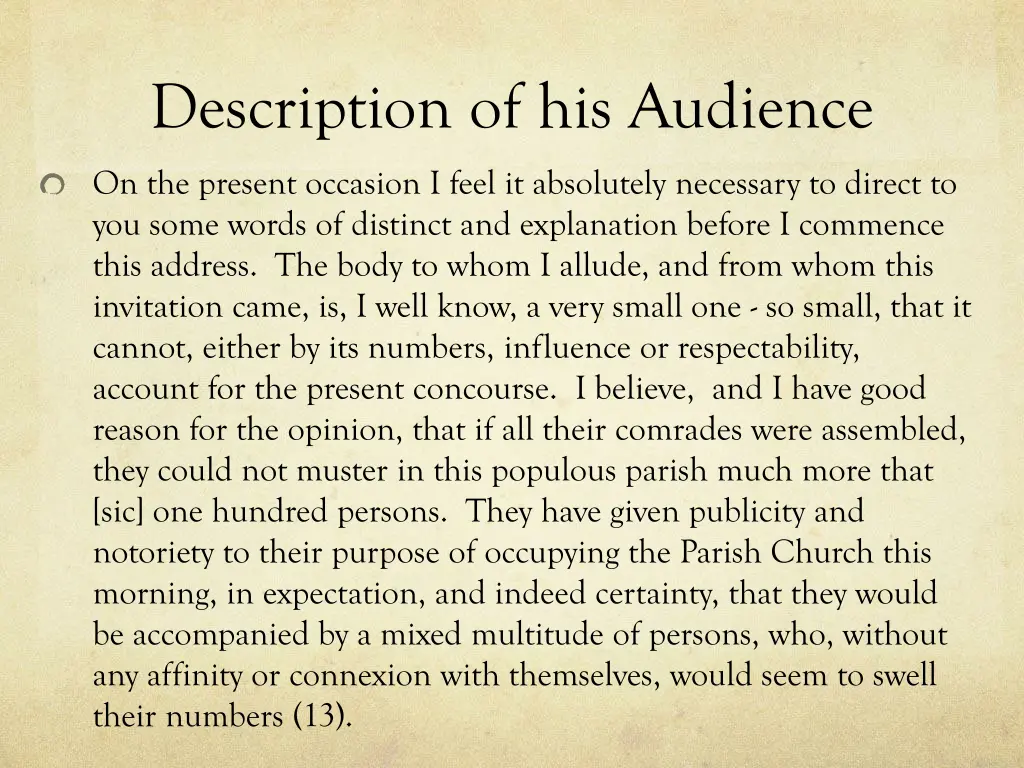 description of his audience