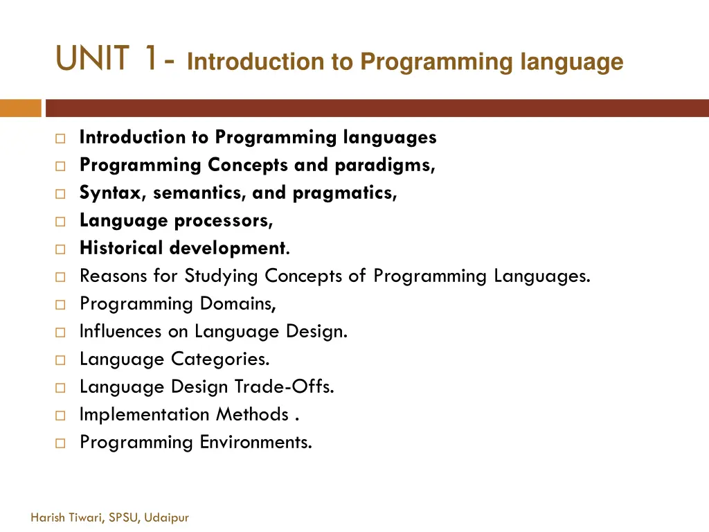 unit 1 introduction to programming language