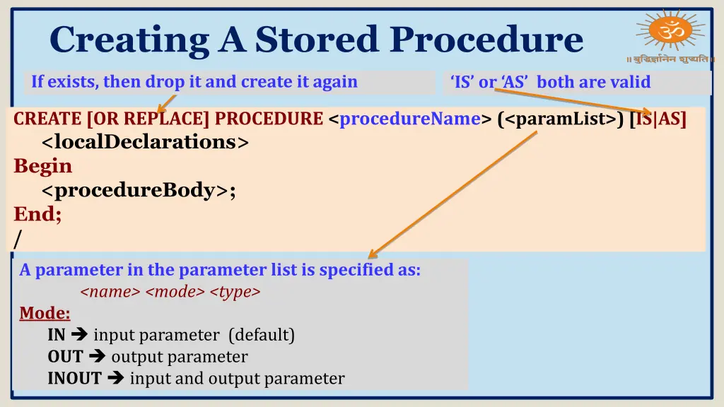 creating a stored procedure