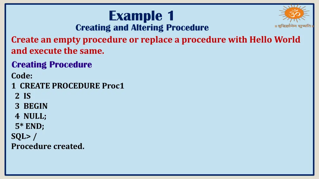example 1 creating and altering procedure