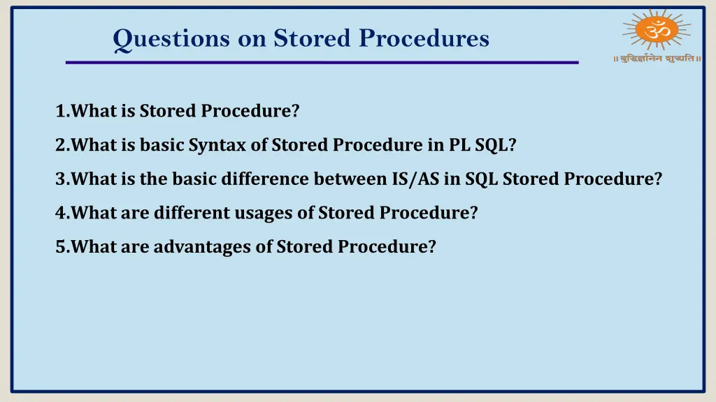questions on stored procedures