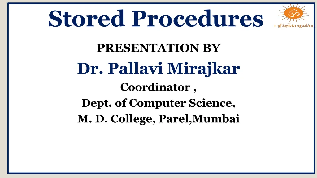 stored procedures