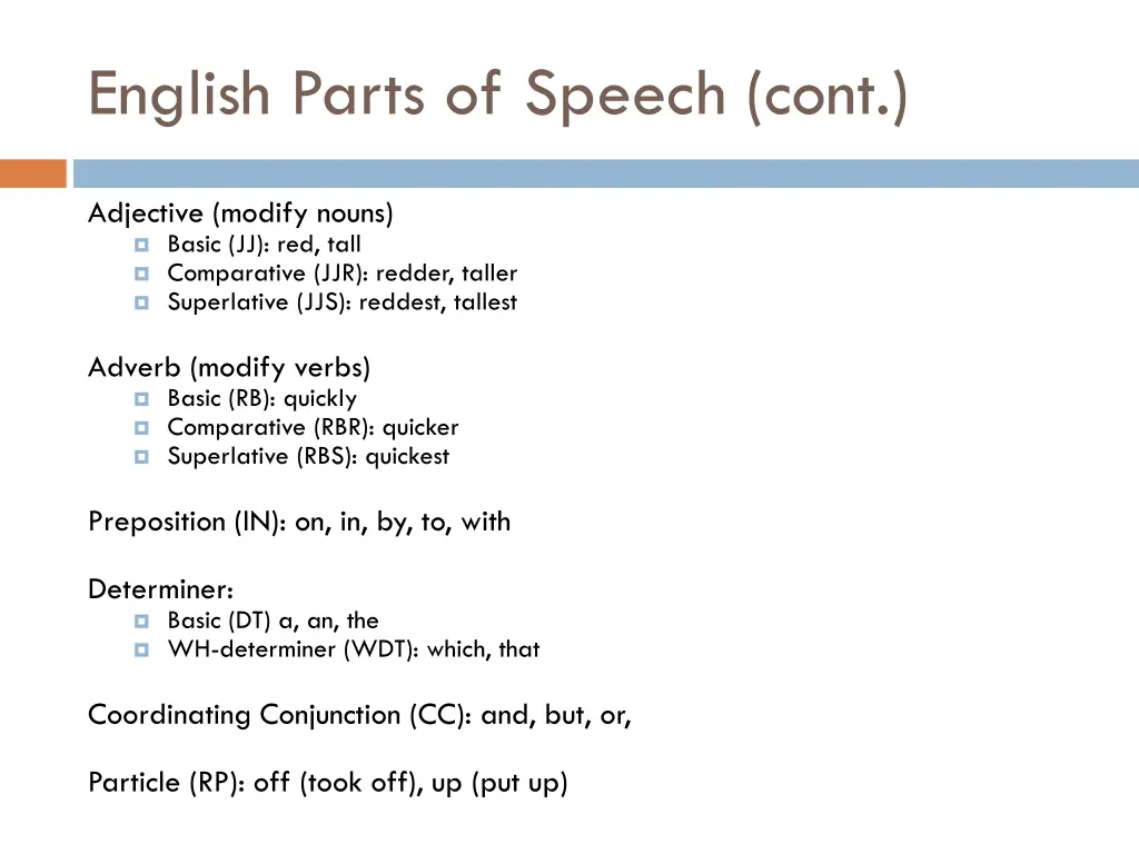 english parts of speech cont