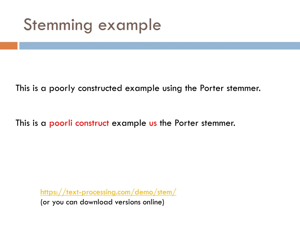stemming example