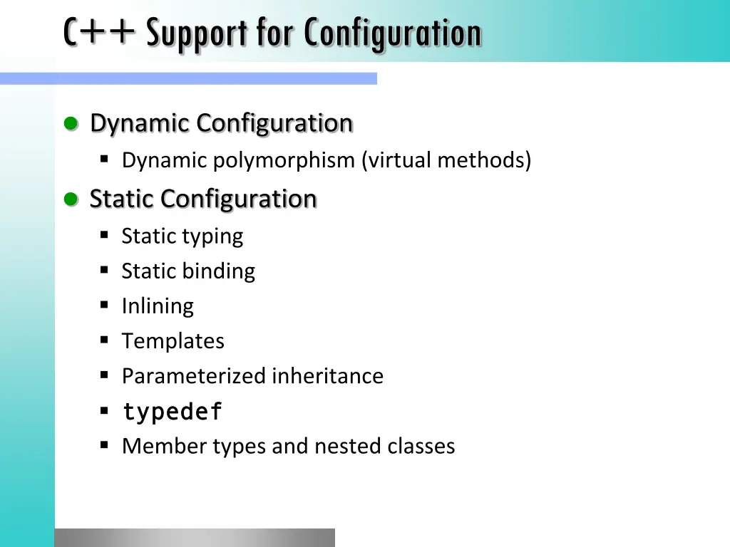 c support for configuration