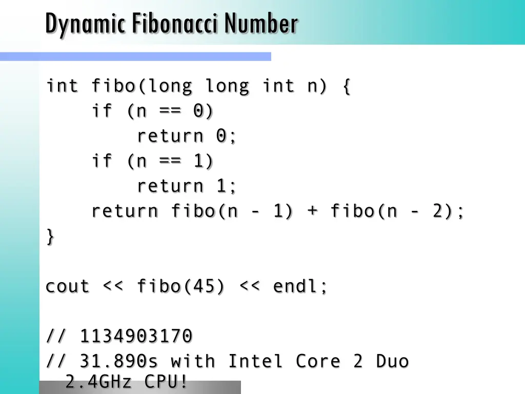 dynamic fibonacci number