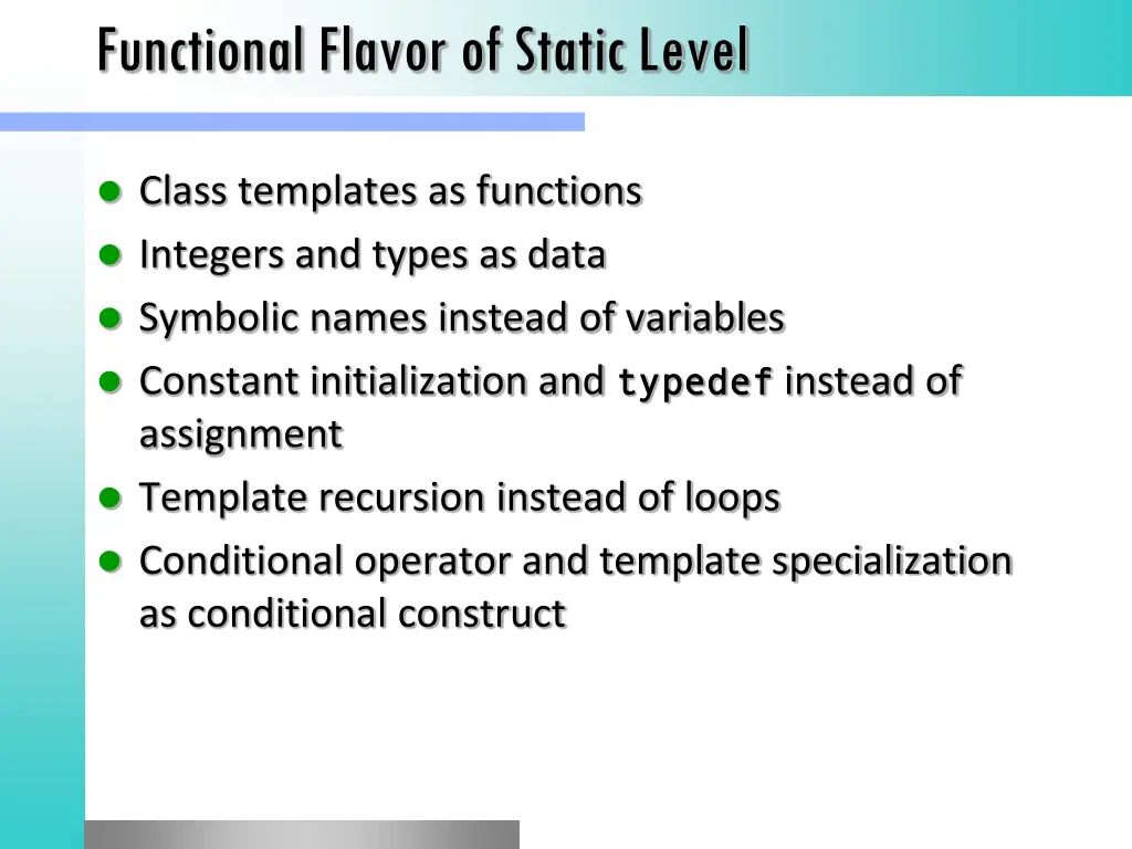 functional flavor of static level