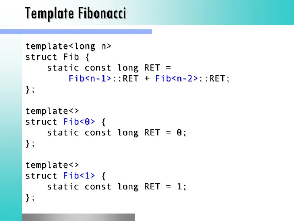 template fibonacci