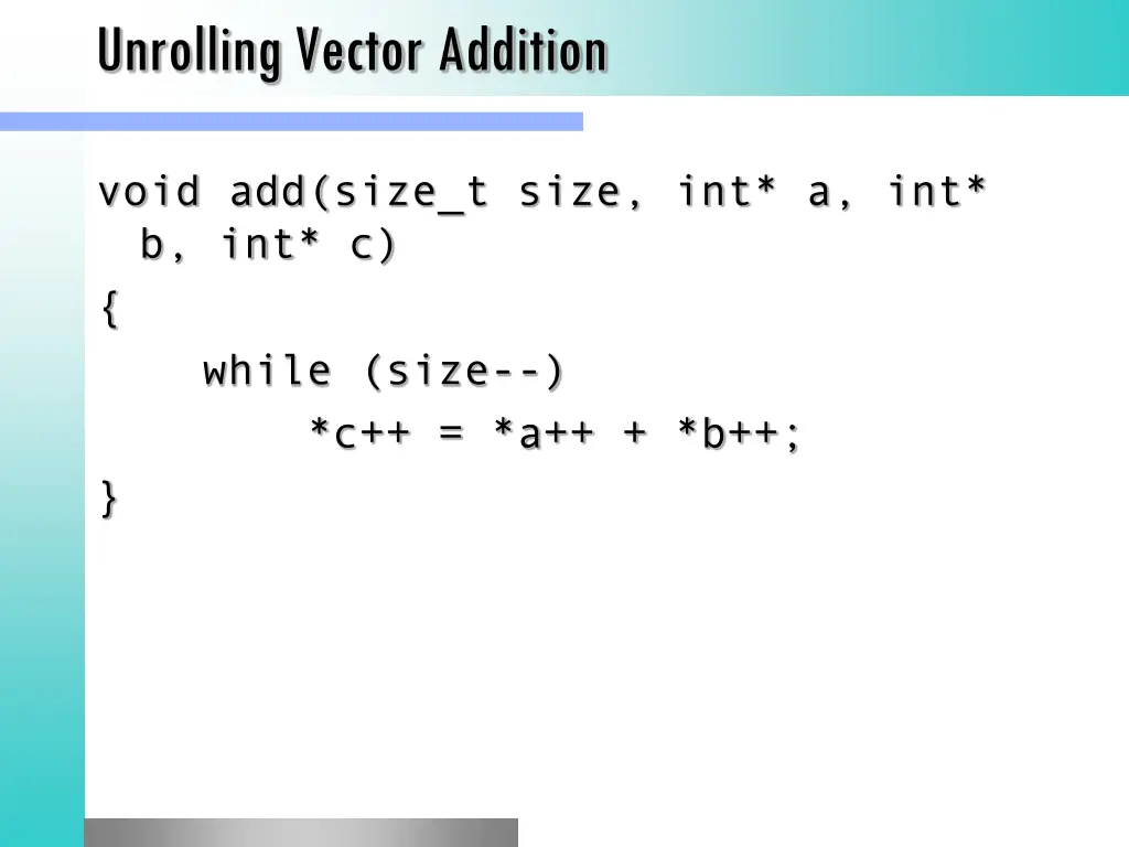unrolling vector addition