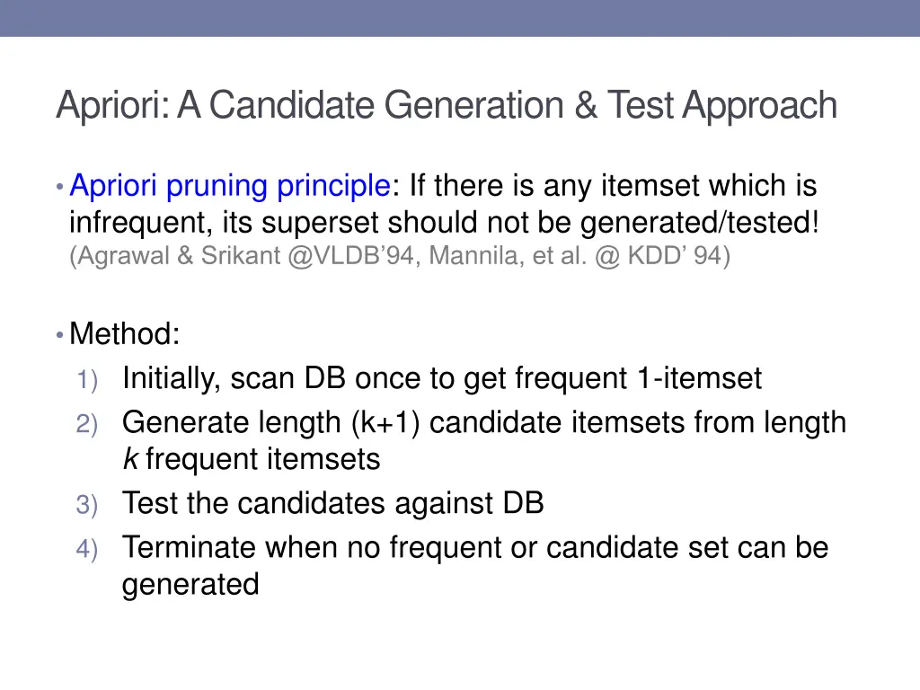 apriori a candidate generation test approach