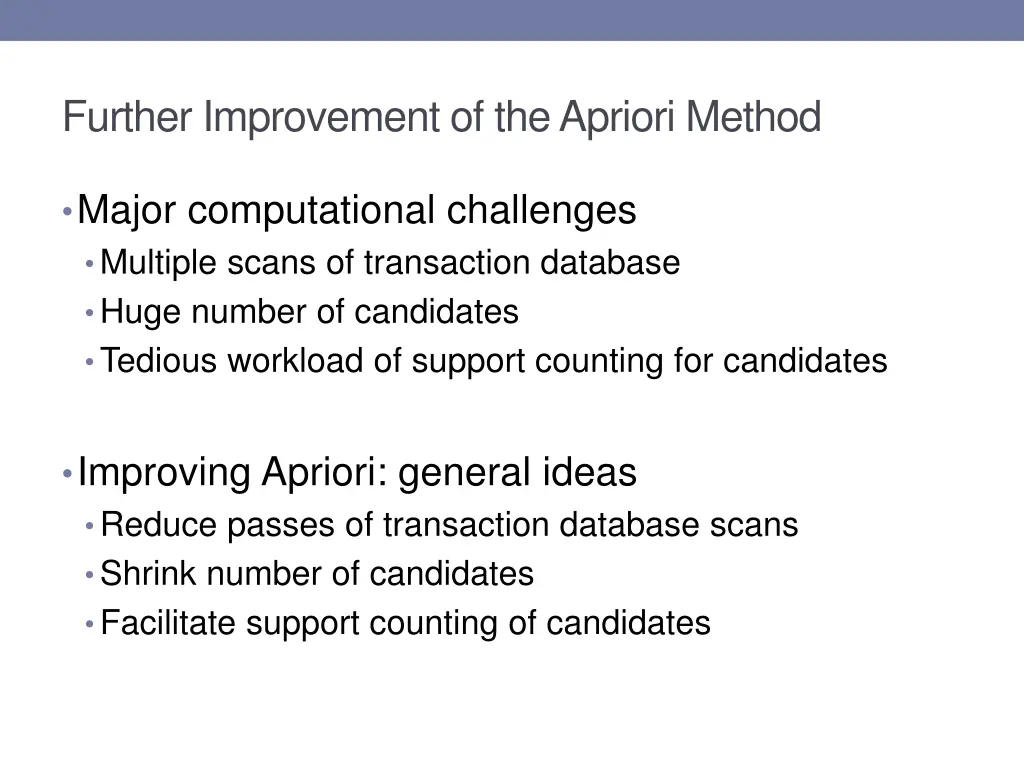 further improvement of the apriori method
