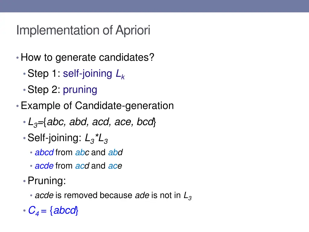implementation of apriori