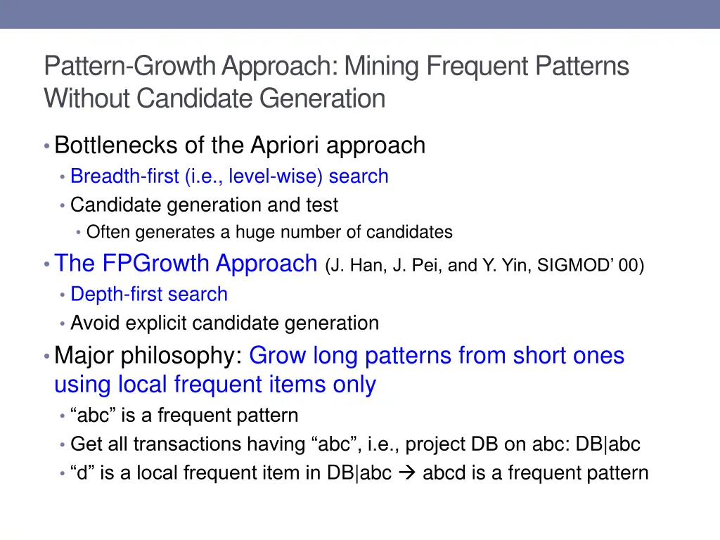 pattern growth approach mining frequent patterns