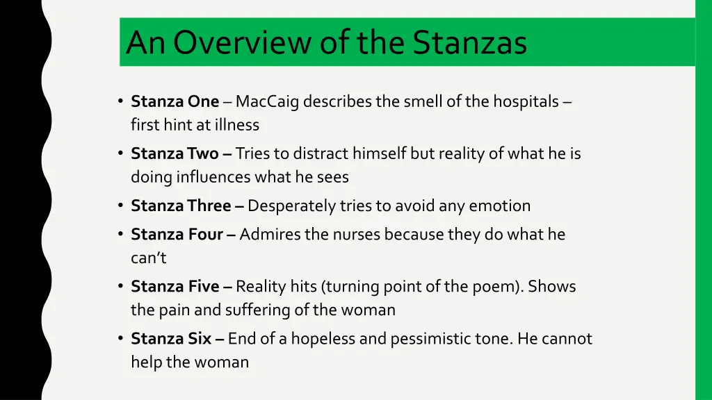 an overview of the stanzas