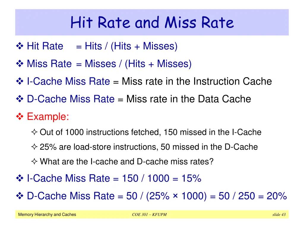 hit rate and miss rate