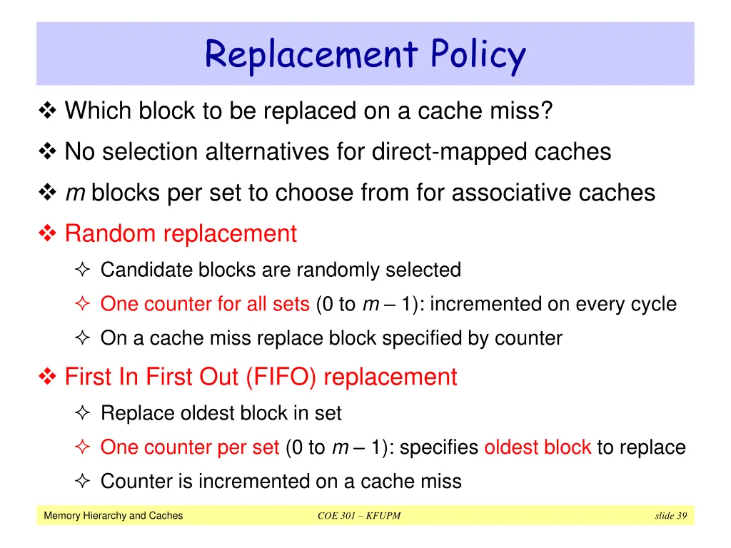 replacement policy