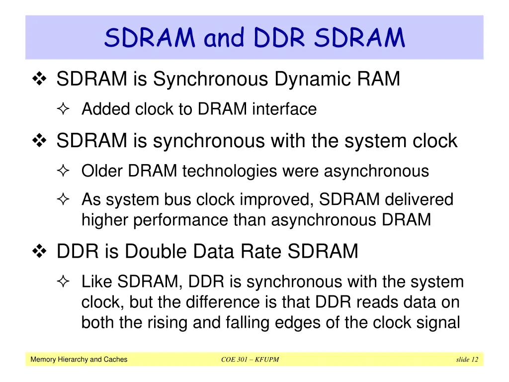 sdram and ddr sdram