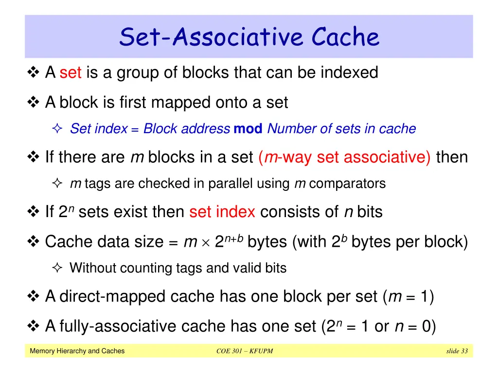 set associative cache