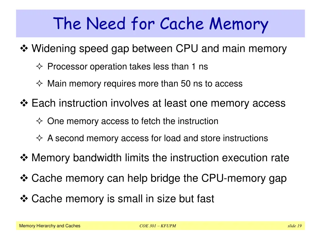 the need for cache memory
