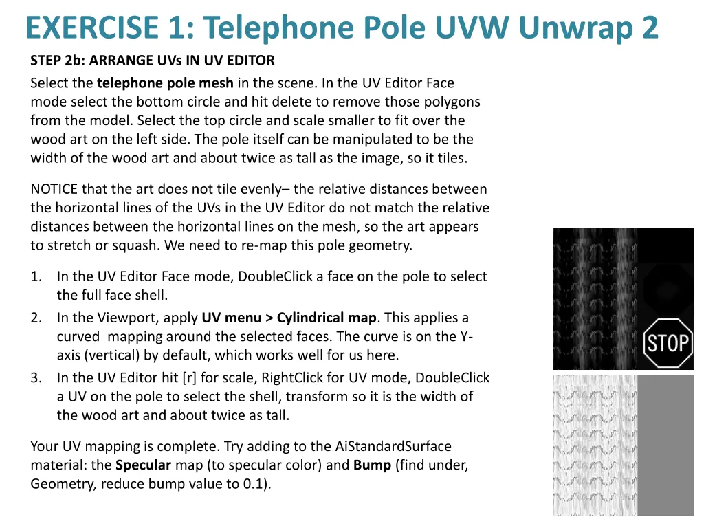 exercise 1 telephone pole uvw unwrap 2