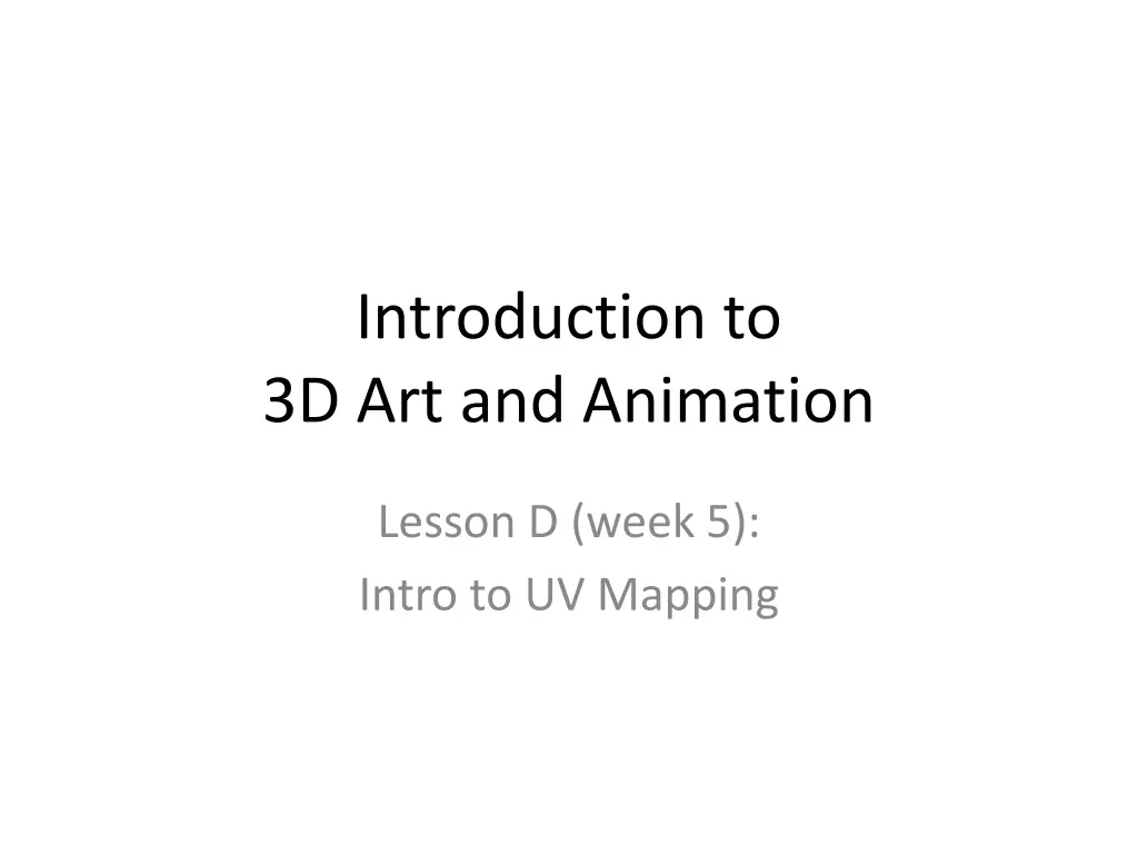 introduction to 3d art and animation