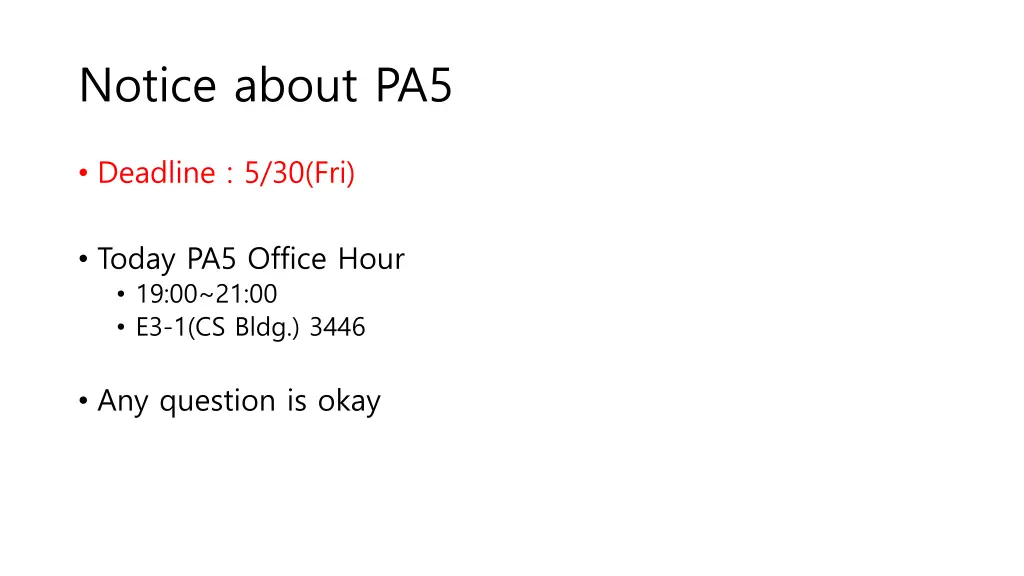 notice about pa5