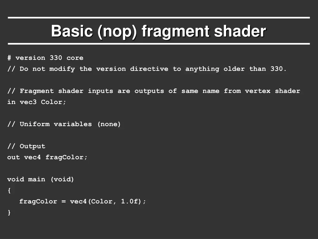 basic nop fragment shader