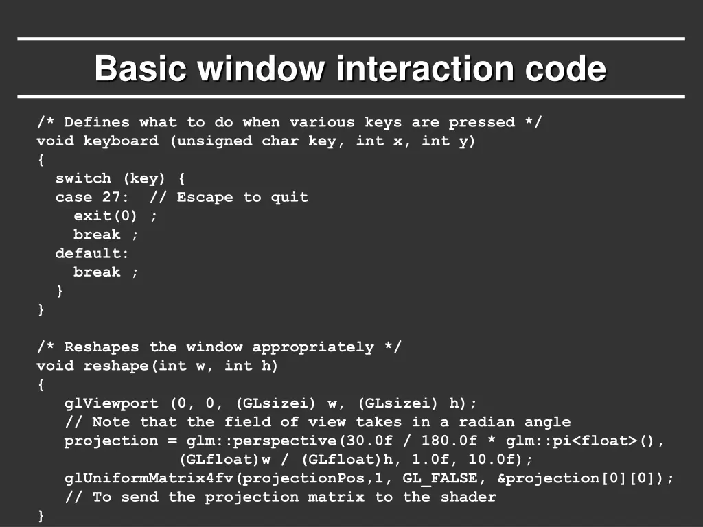 basic window interaction code