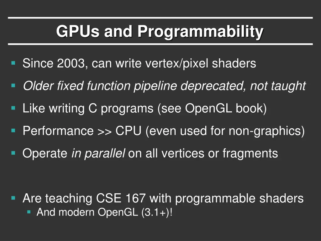 gpus and programmability