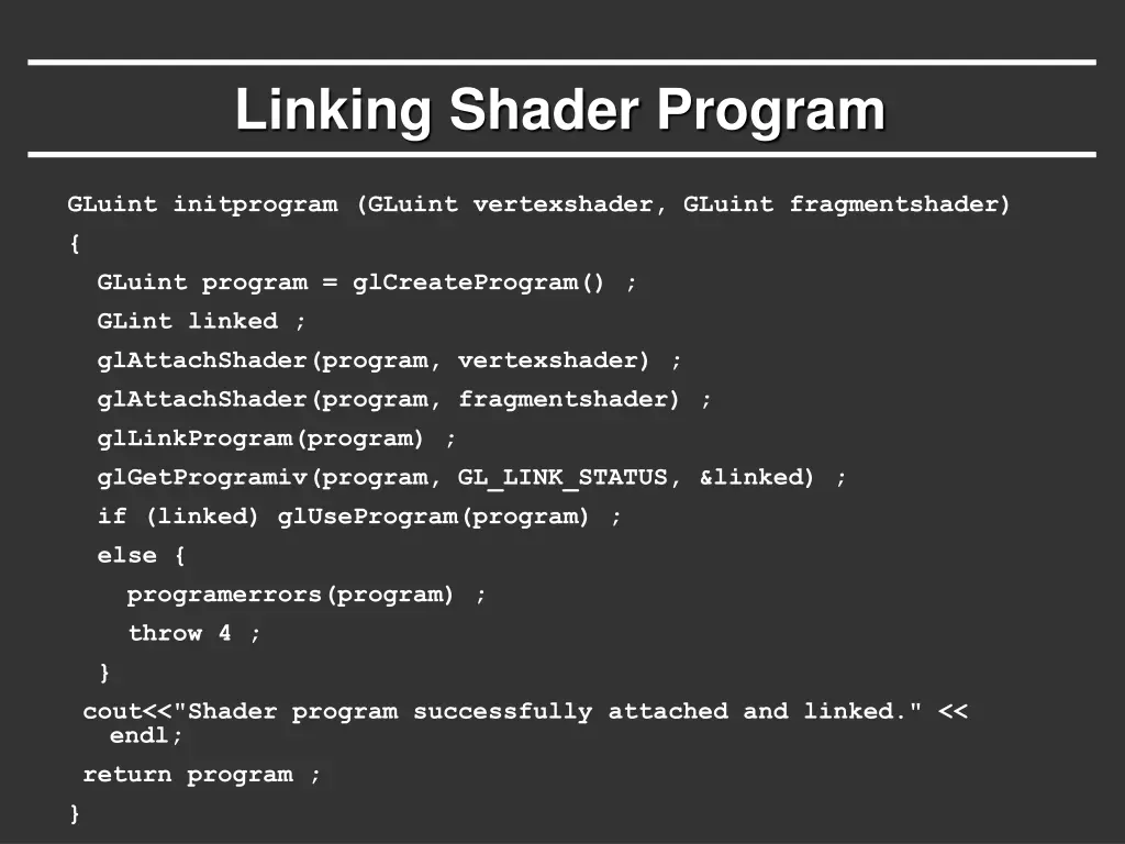 linking shader program