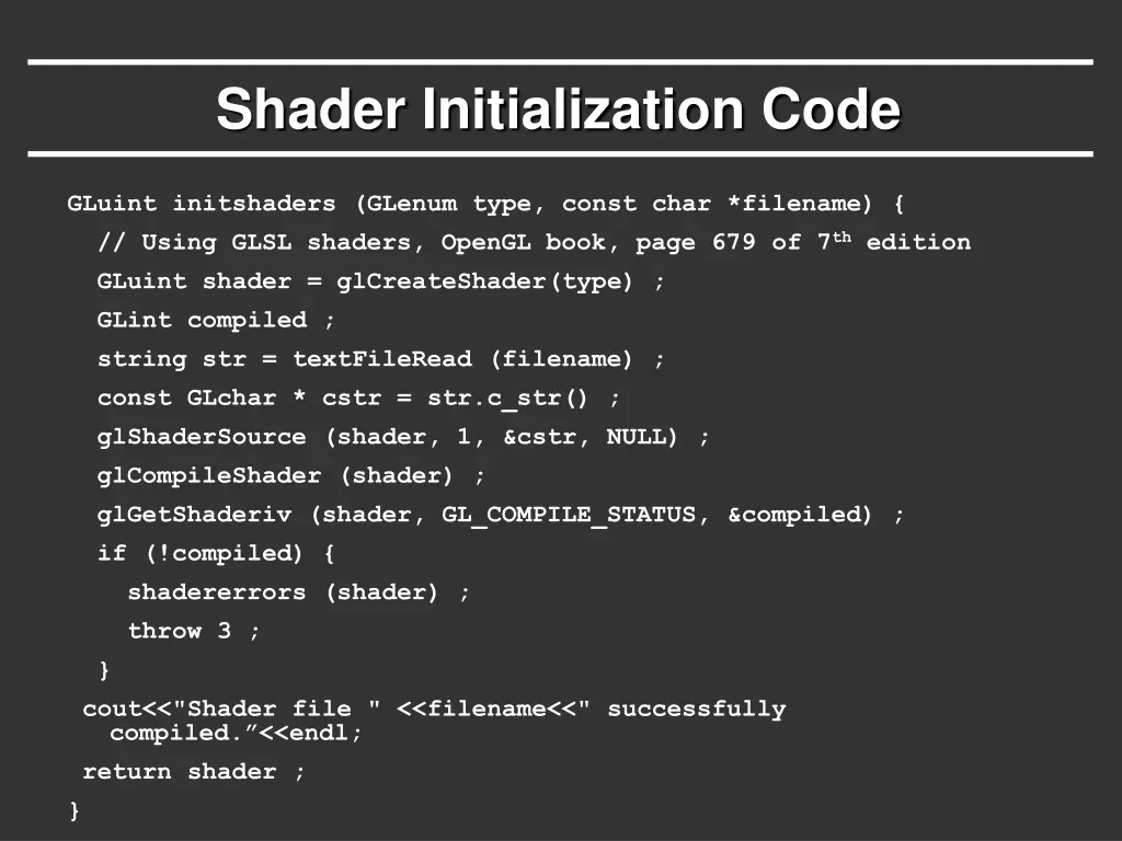 shader initialization code