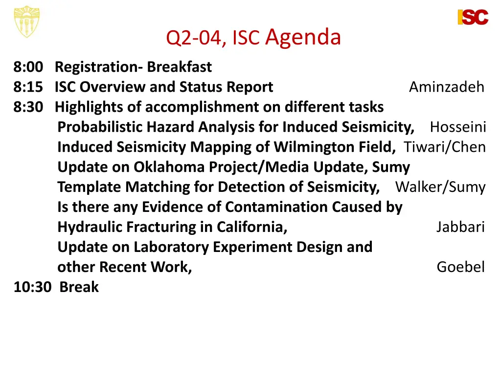q2 04 isc agenda