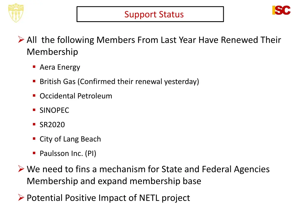 support status