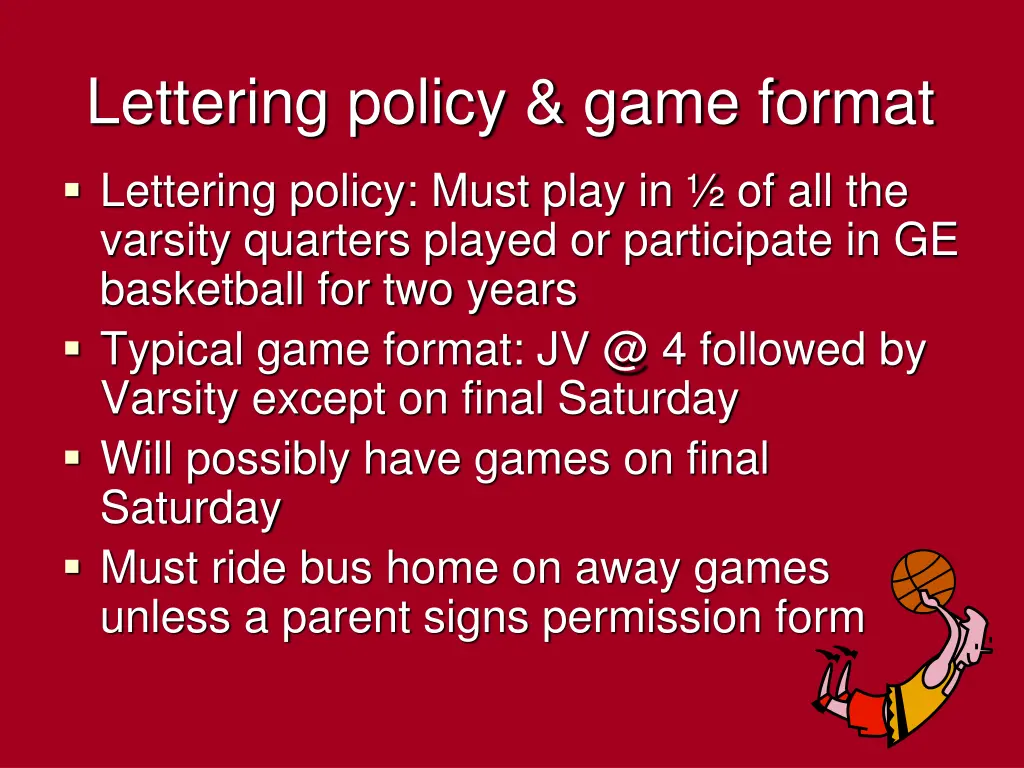 lettering policy game format