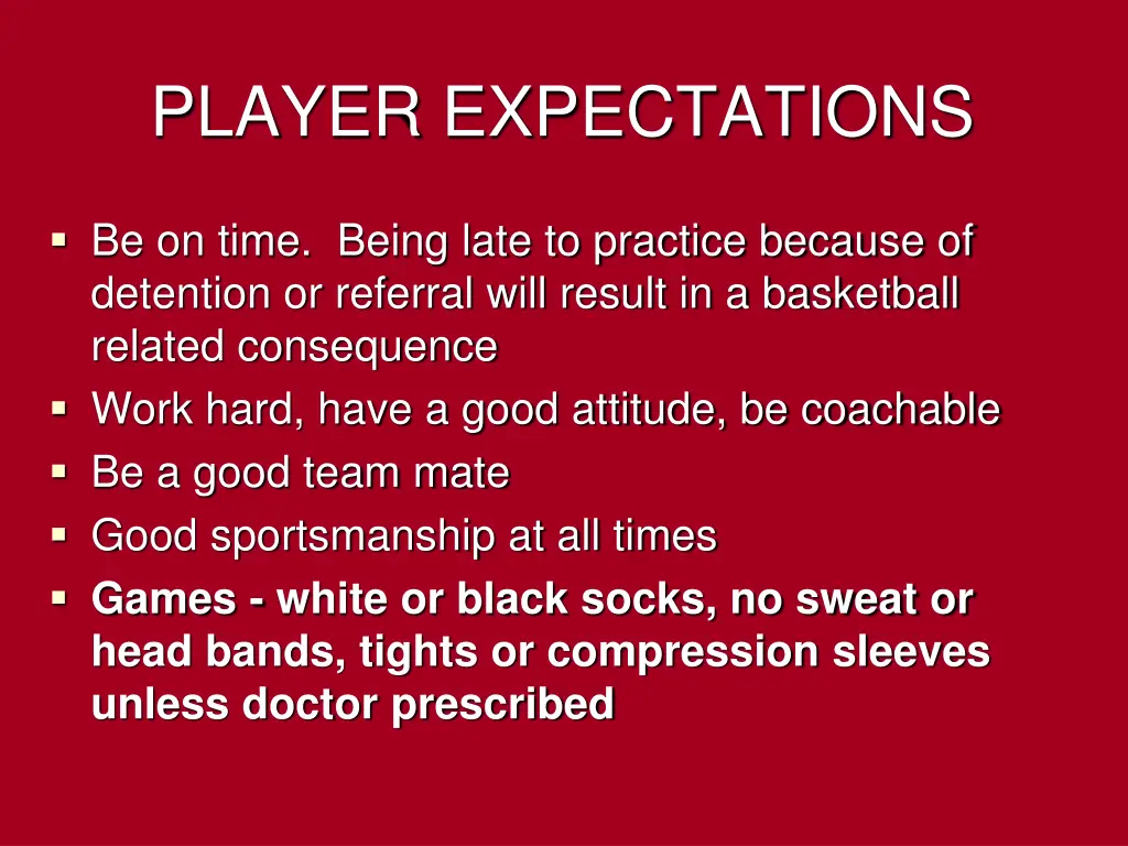 player expectations