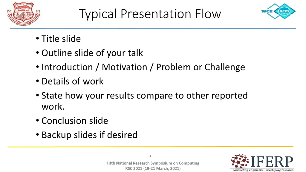 typical presentation flow