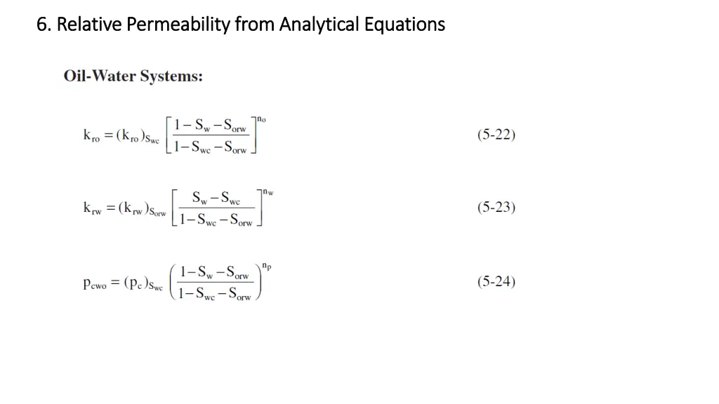 6 relative permeability from analytical equations